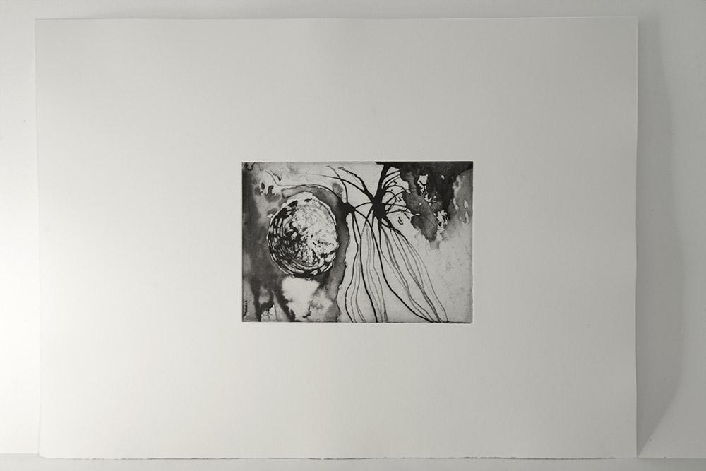 Beneath stone at low water (2018), Photo-polymer Etching on Somerset paper